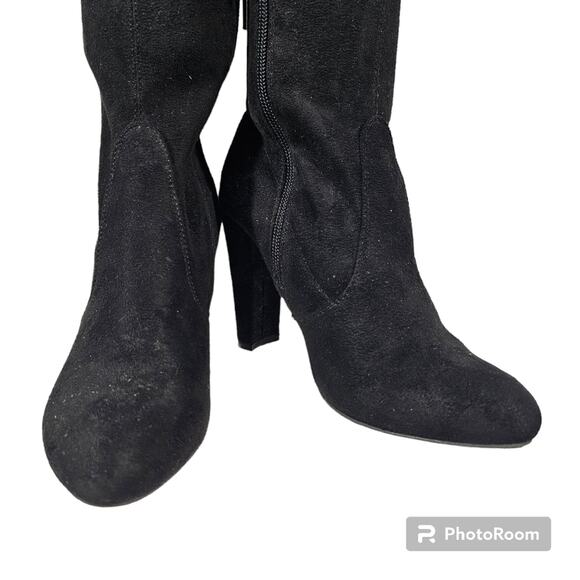 Charlotte Russe Thigh High Over the Knee Black Suede Boots Women's Size 7 - Picture 2 of 16